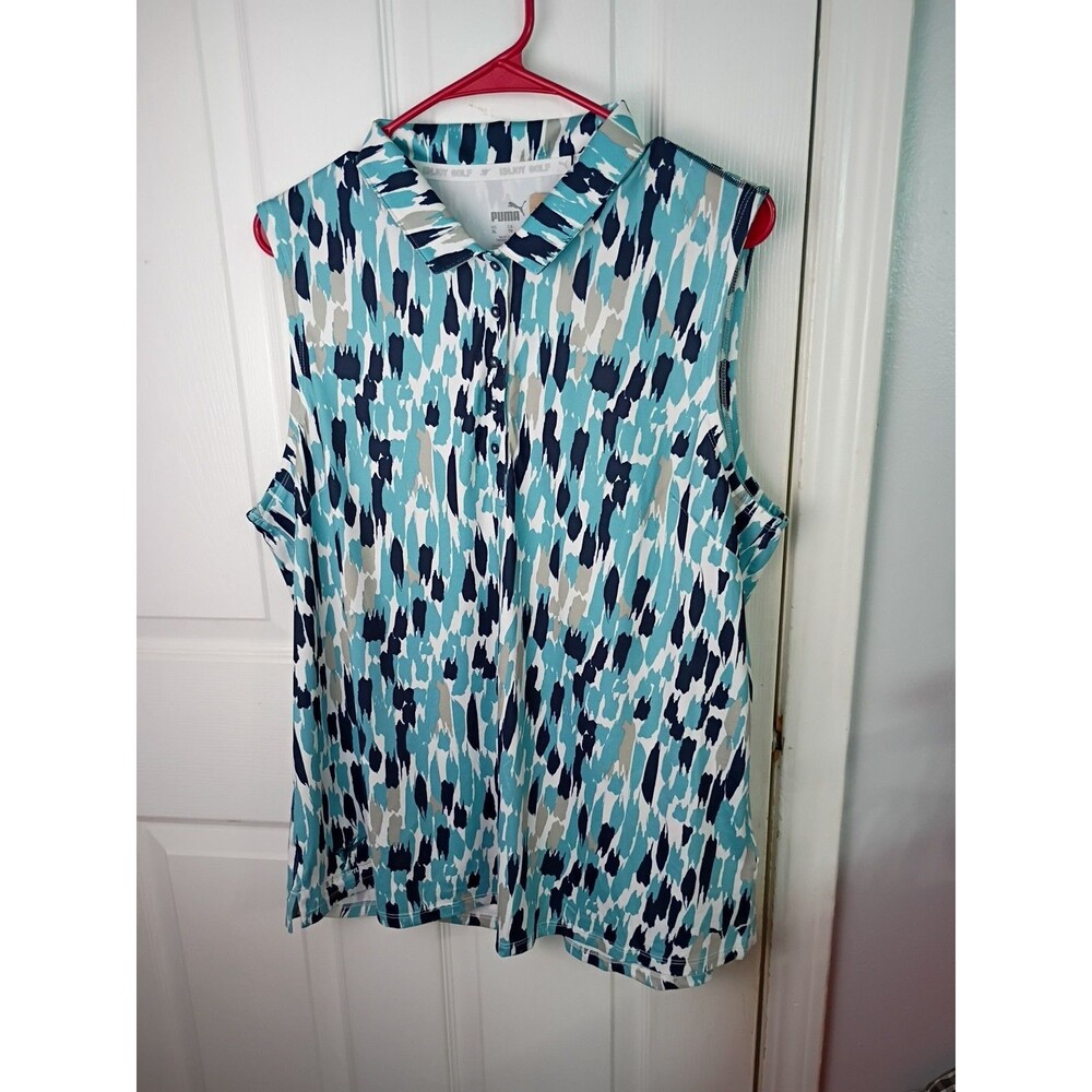 PUMA Women's XL NWT Cloudspun Three Brush Sleeveless Polo Golf Shirt Activewear